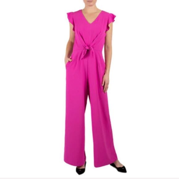 Julia Jordan Tie Front Crepe Jumpsuit - Picture 1 of 10